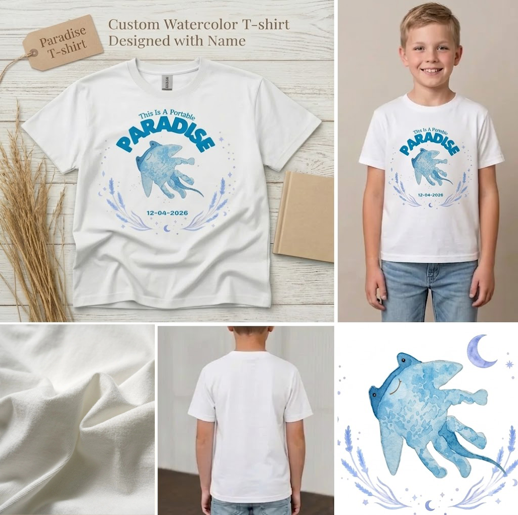 Custom Watercolor T-shirt Designed with Name