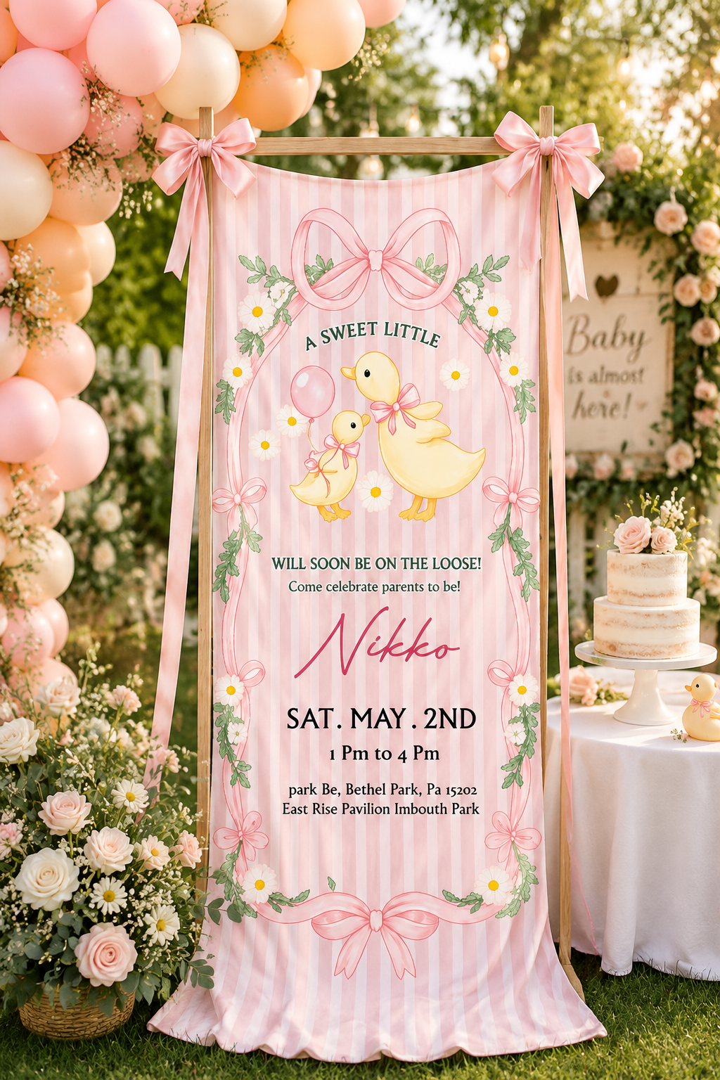 Personalized Sweet Little Duck Baby Shower Banner