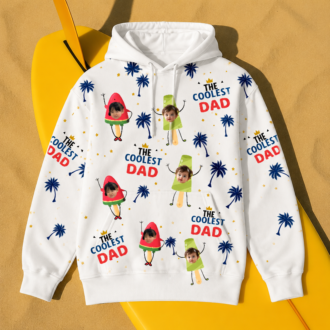 Custom Papa & Grandpa Face Hoodie – Personalized Cool Vacation Hoodie