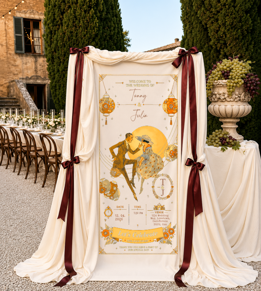 Personalized Wedding "Oriental Deco" Banner