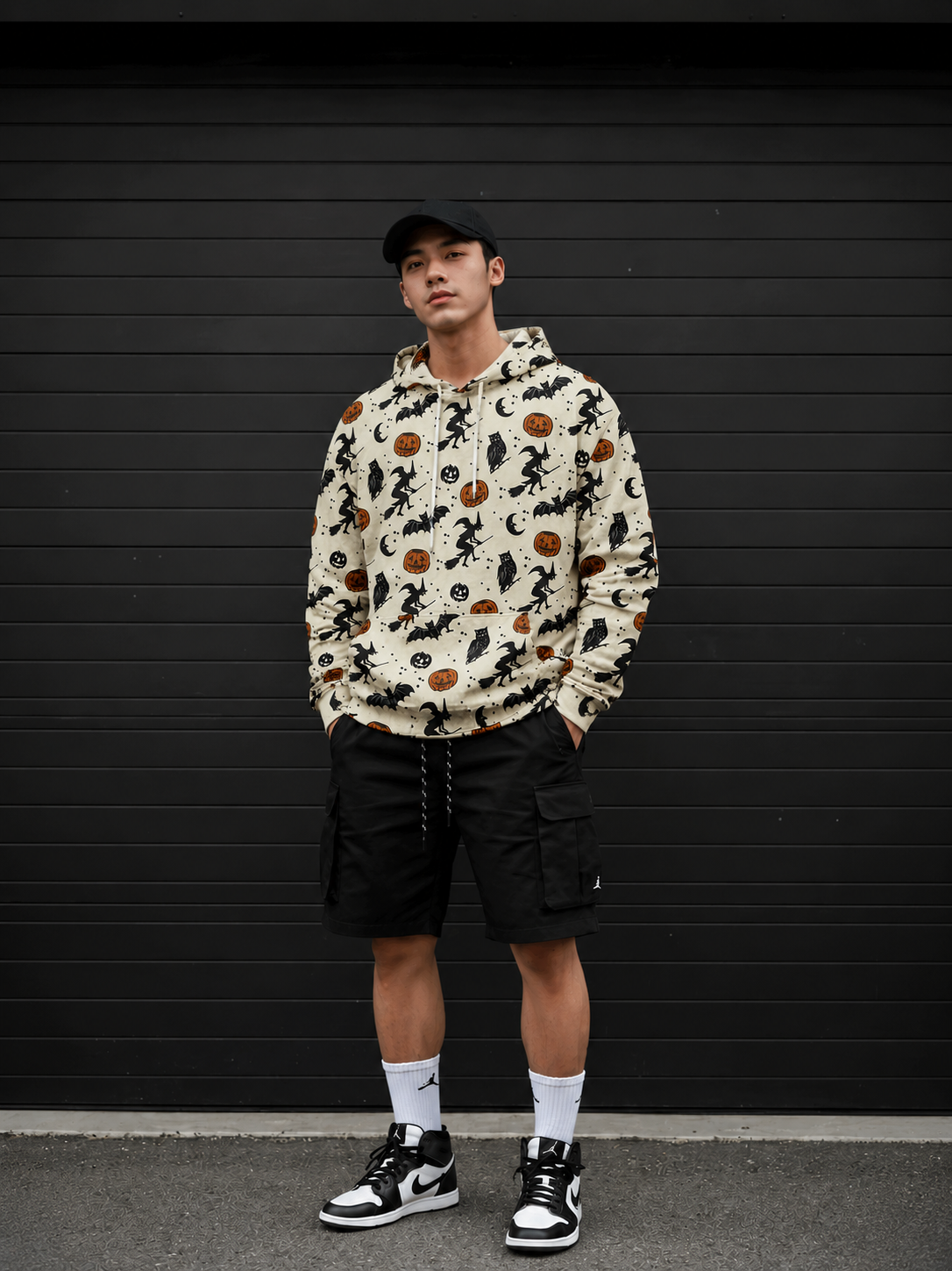 Spooky Halloween Pattern Graphic Hoodie