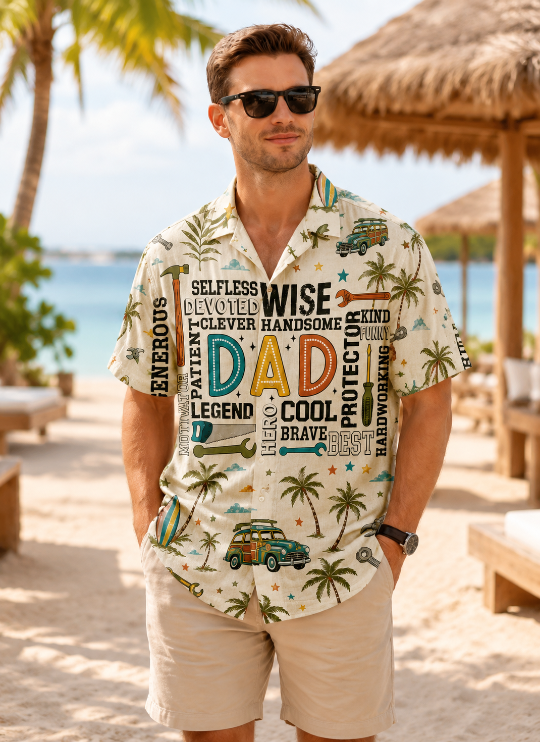 Best Dad Ever Tropical Hawaiian Shirt Fathers Day Gift