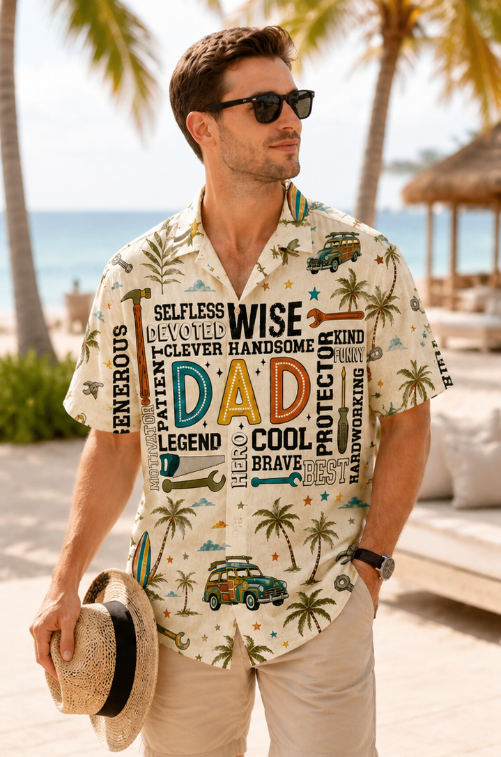 Best Dad Ever Tropical Hawaiian Shirt Fathers Day Gift