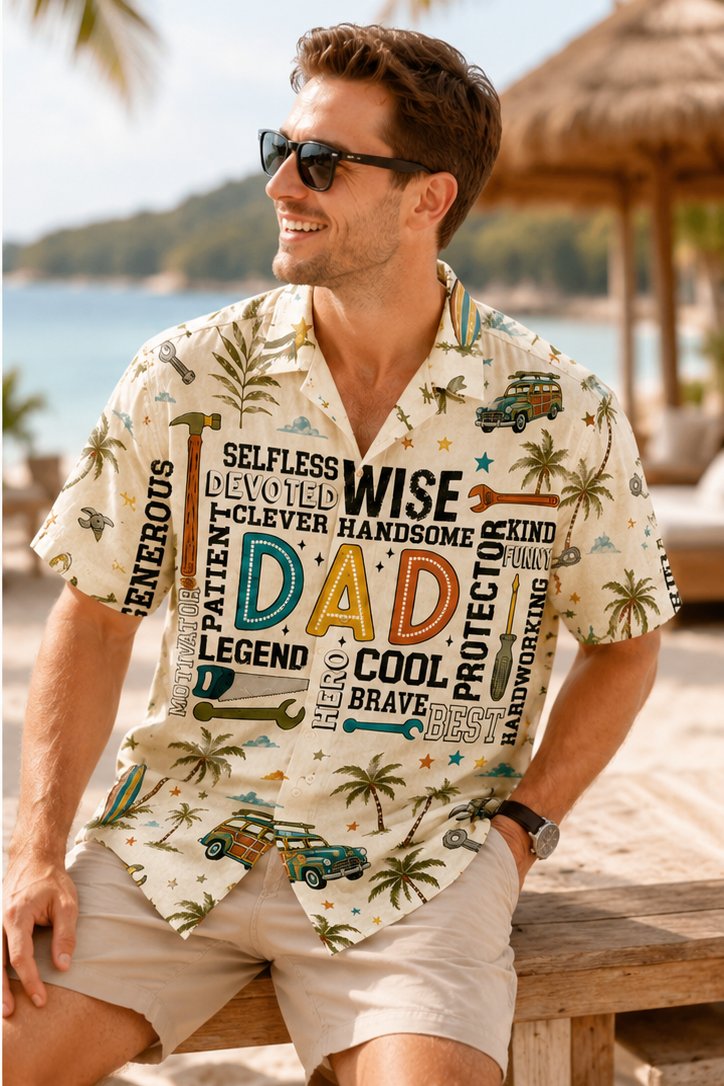 Best Dad Ever Tropical Hawaiian Shirt Fathers Day Gift