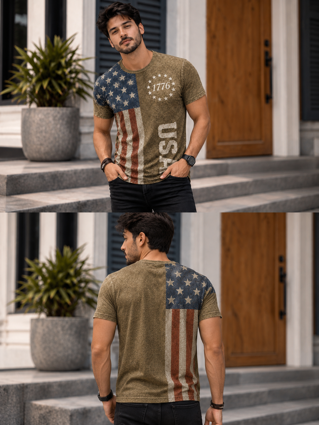 Vintage USA Flag Patriotic Graphic T-Shirt