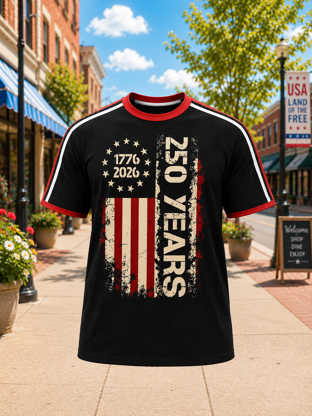 250 Years USA Flag Patriotic Graphic T-Shirt