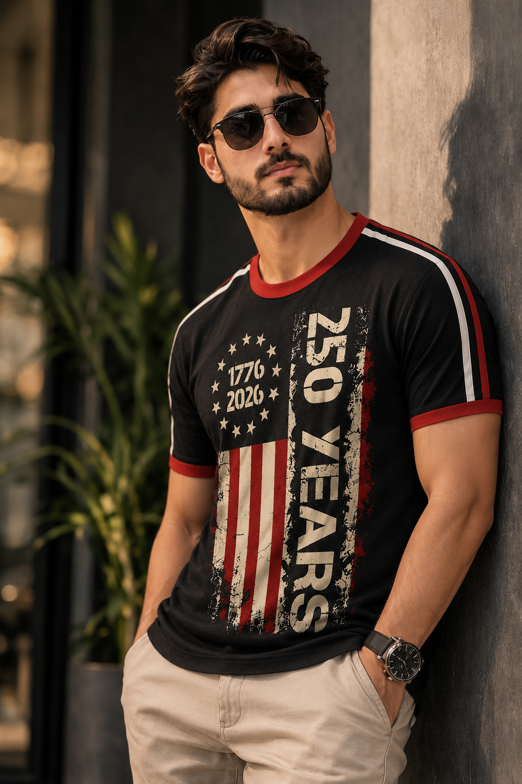 250 Years USA Flag Patriotic Graphic T-Shirt