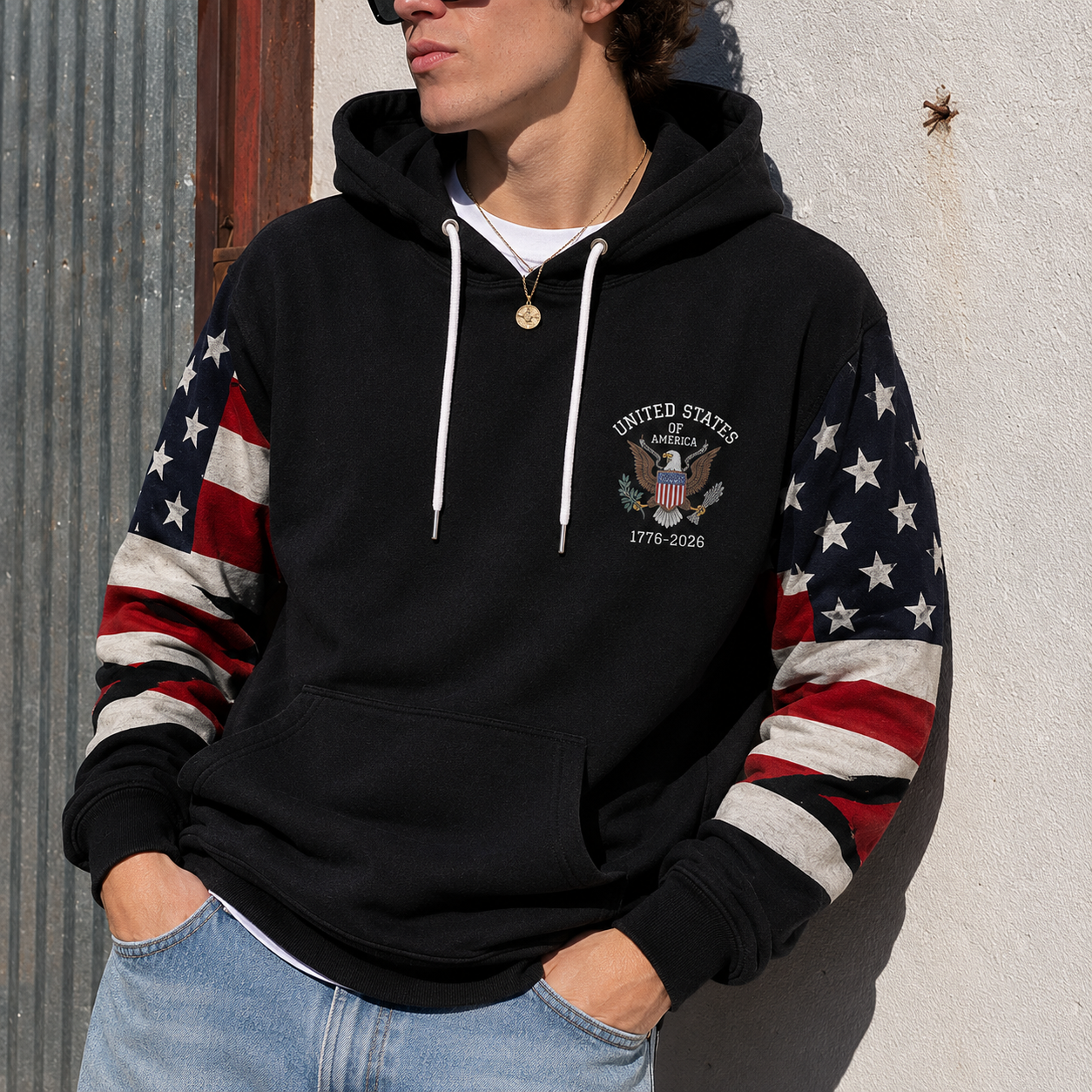United States Patriotic Eagle Graphic Hoodie