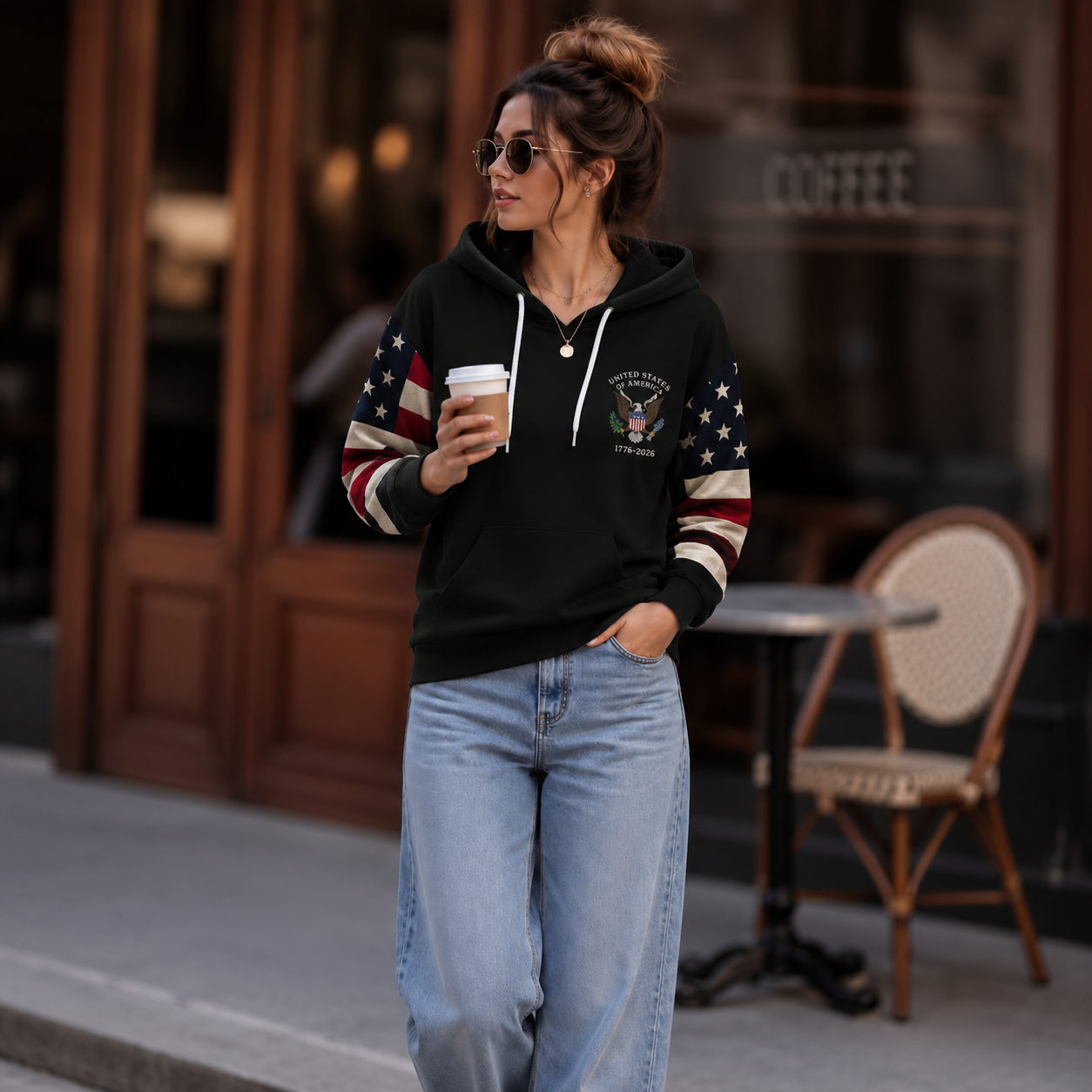 United States Patriotic Eagle Graphic Hoodie