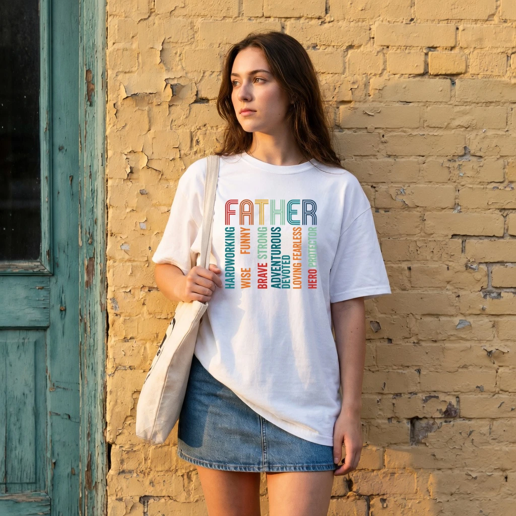 Strong Loving Father Typography Graphic T-Shirt