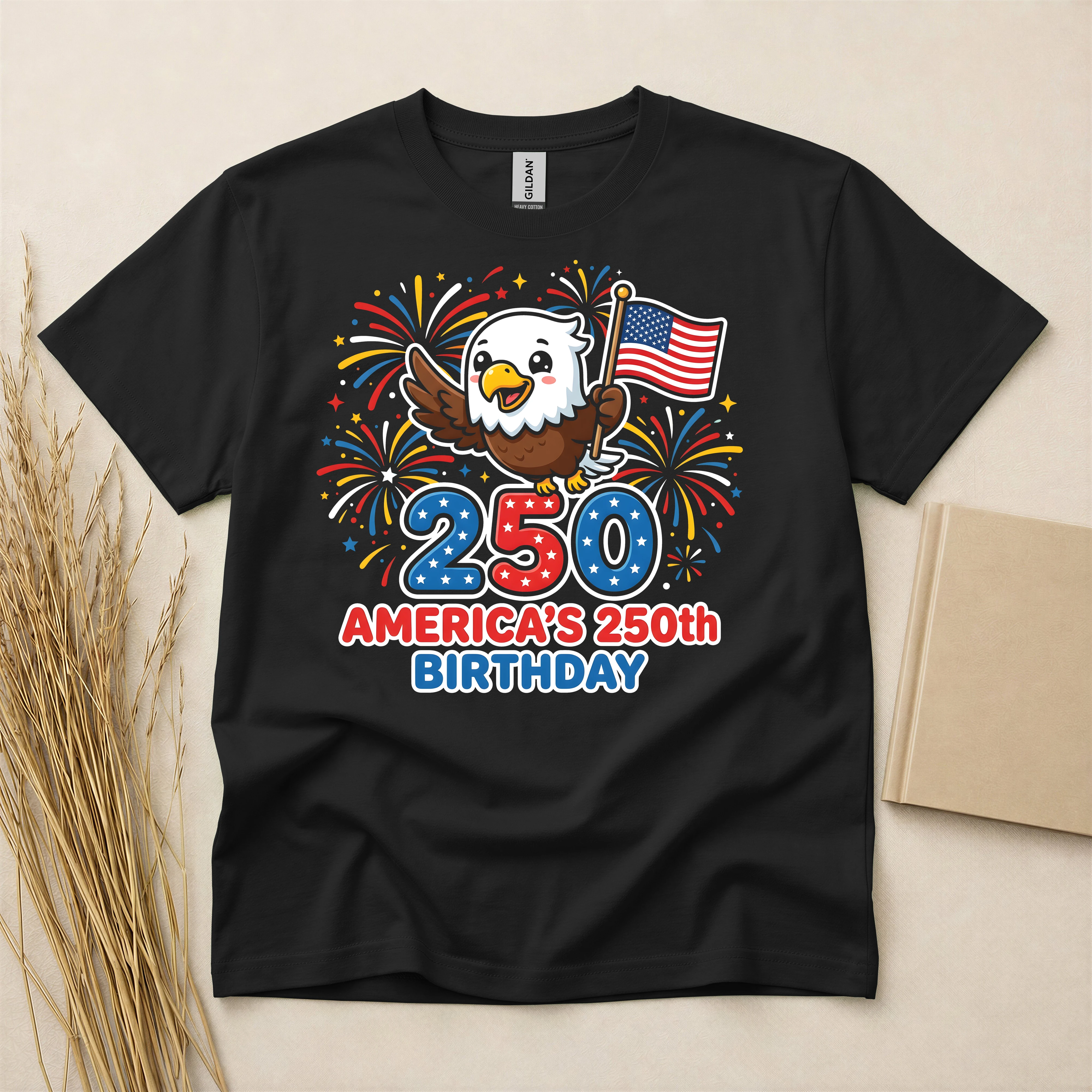 America 250th Birthday Patriotic Eagle Fireworks T-Shirt