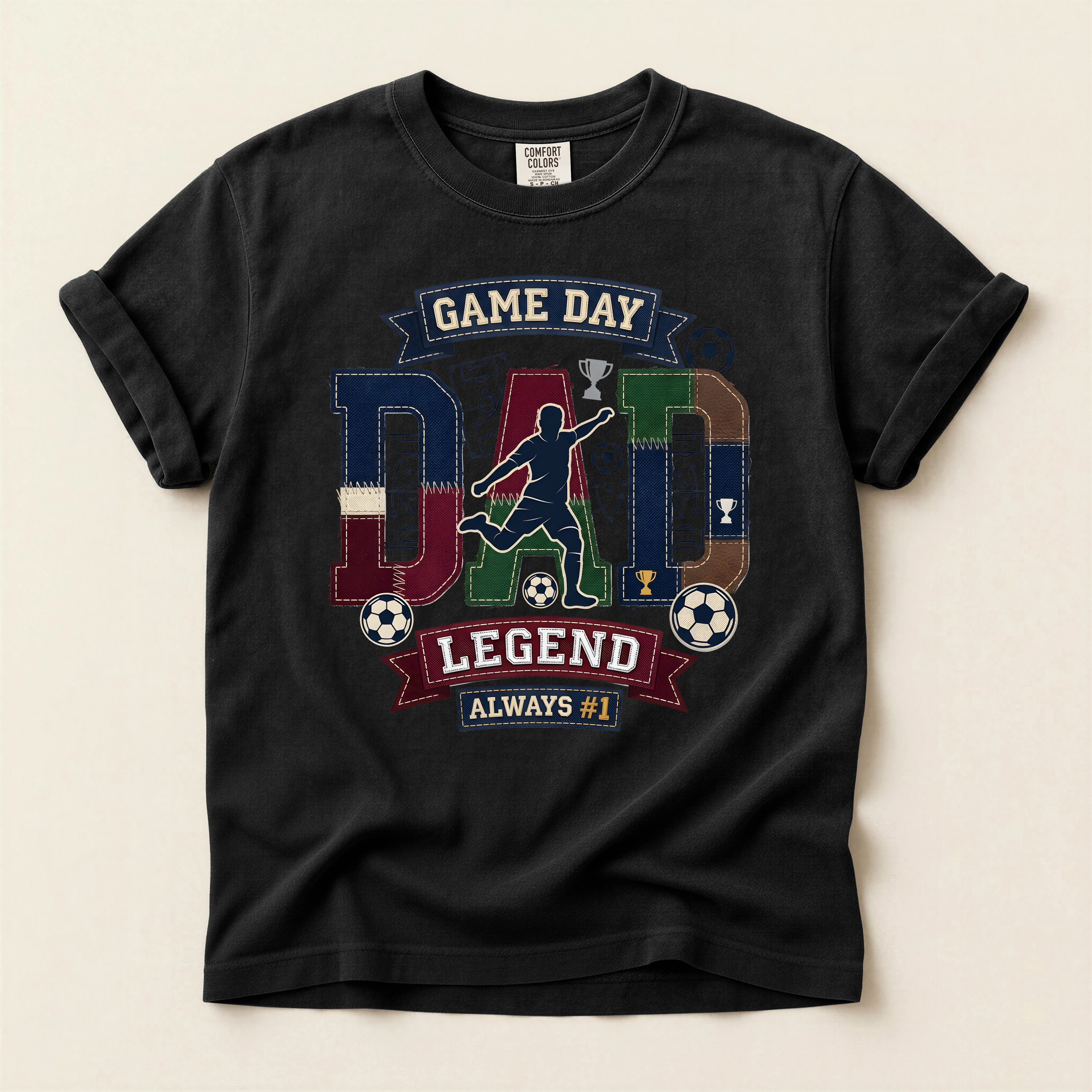 Legendary Soccer Dad Patchwork Graphic T-Shirt