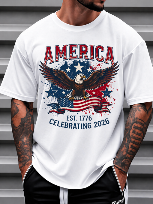 America Est. 1776 Celebrating 2026 Bald Eagle Patriotic USA T-Shirt