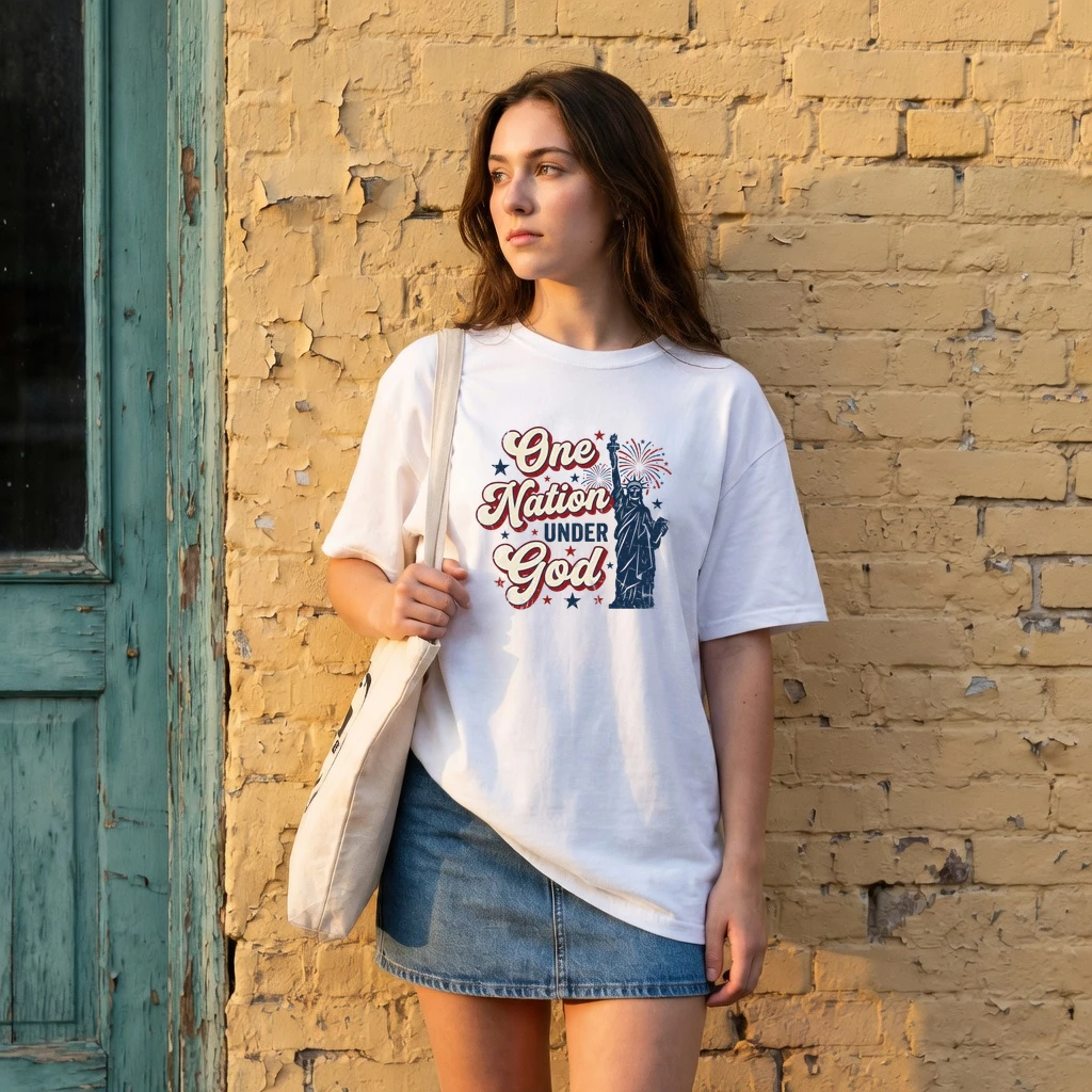 One Nation Under God Patriotic Statue Of Liberty T-Shirt