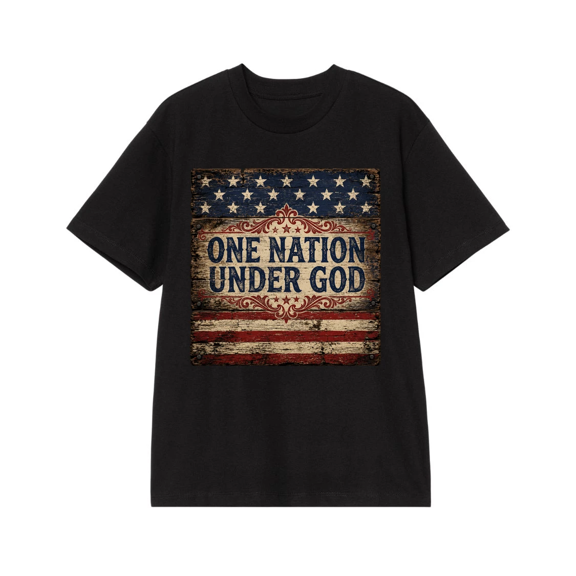 One Nation Under God Rustic American Flag Patriotic T-Shirt