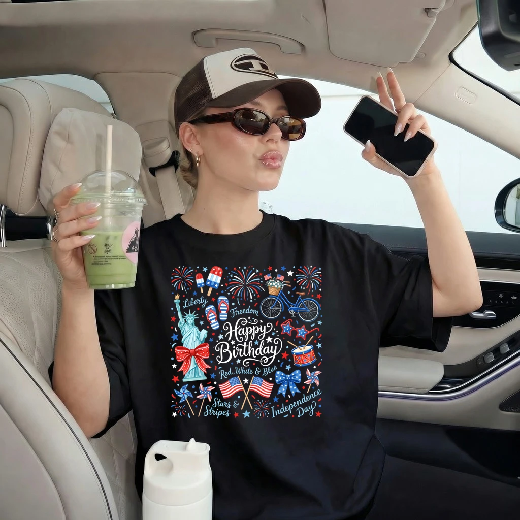 Happy Birthday America Red White Blue Independence Day T-Shirt