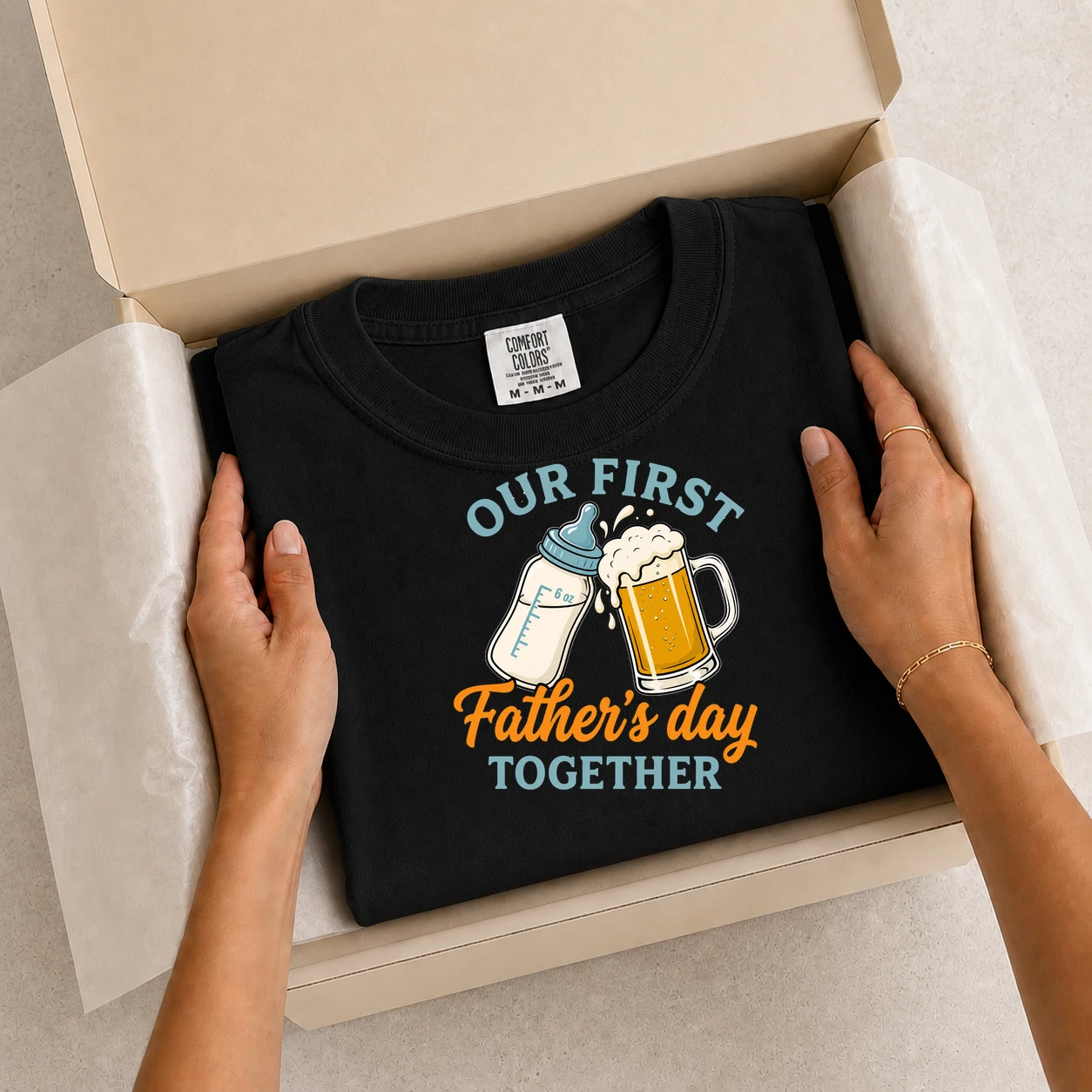 Beer And Bottle First Fathers Day T-Shirt
