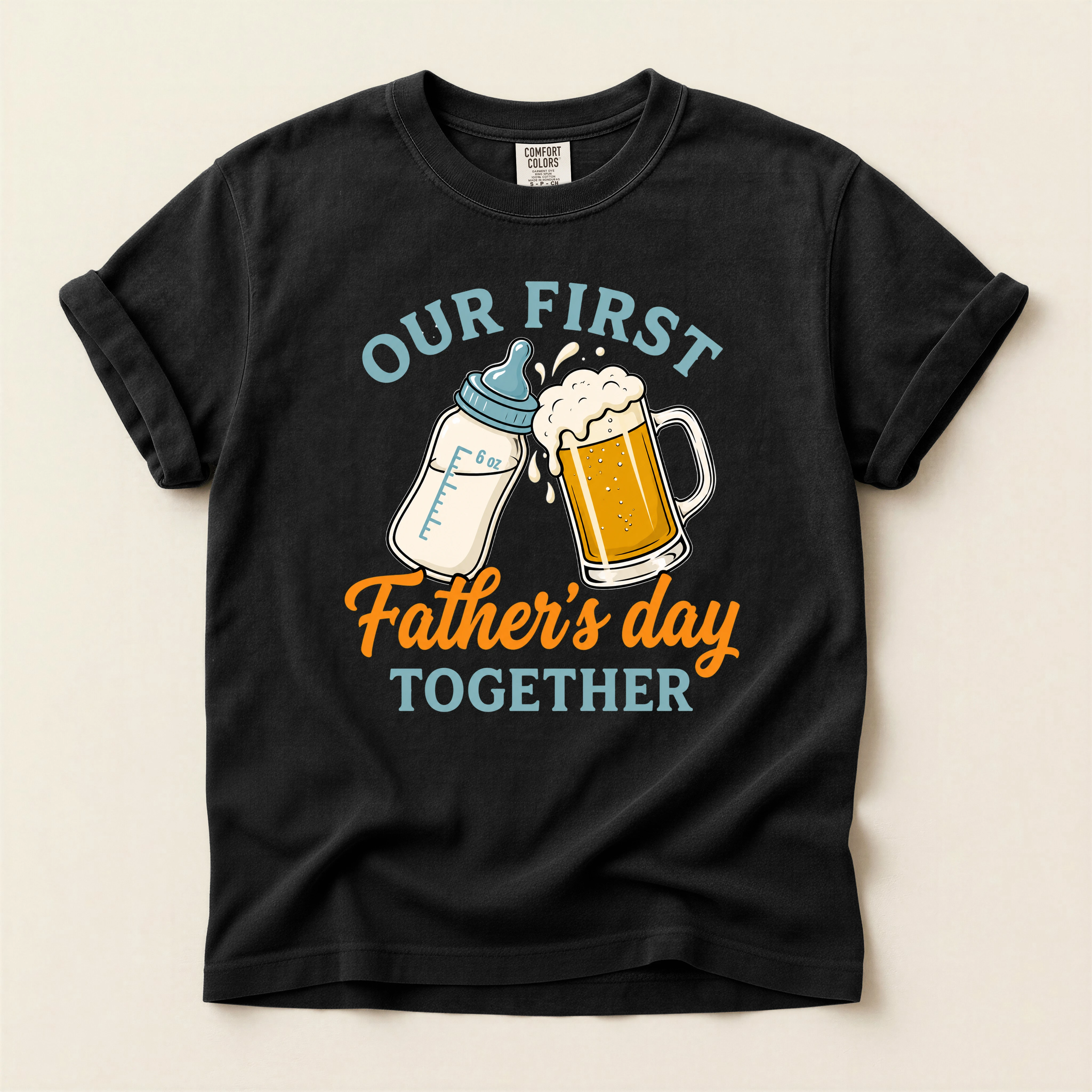Beer And Bottle First Fathers Day T-Shirt