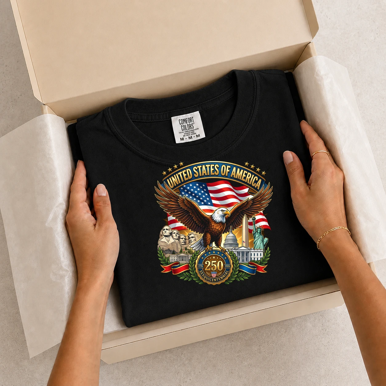 USA 250th Anniversary Patriotic Eagle T-Shirt
