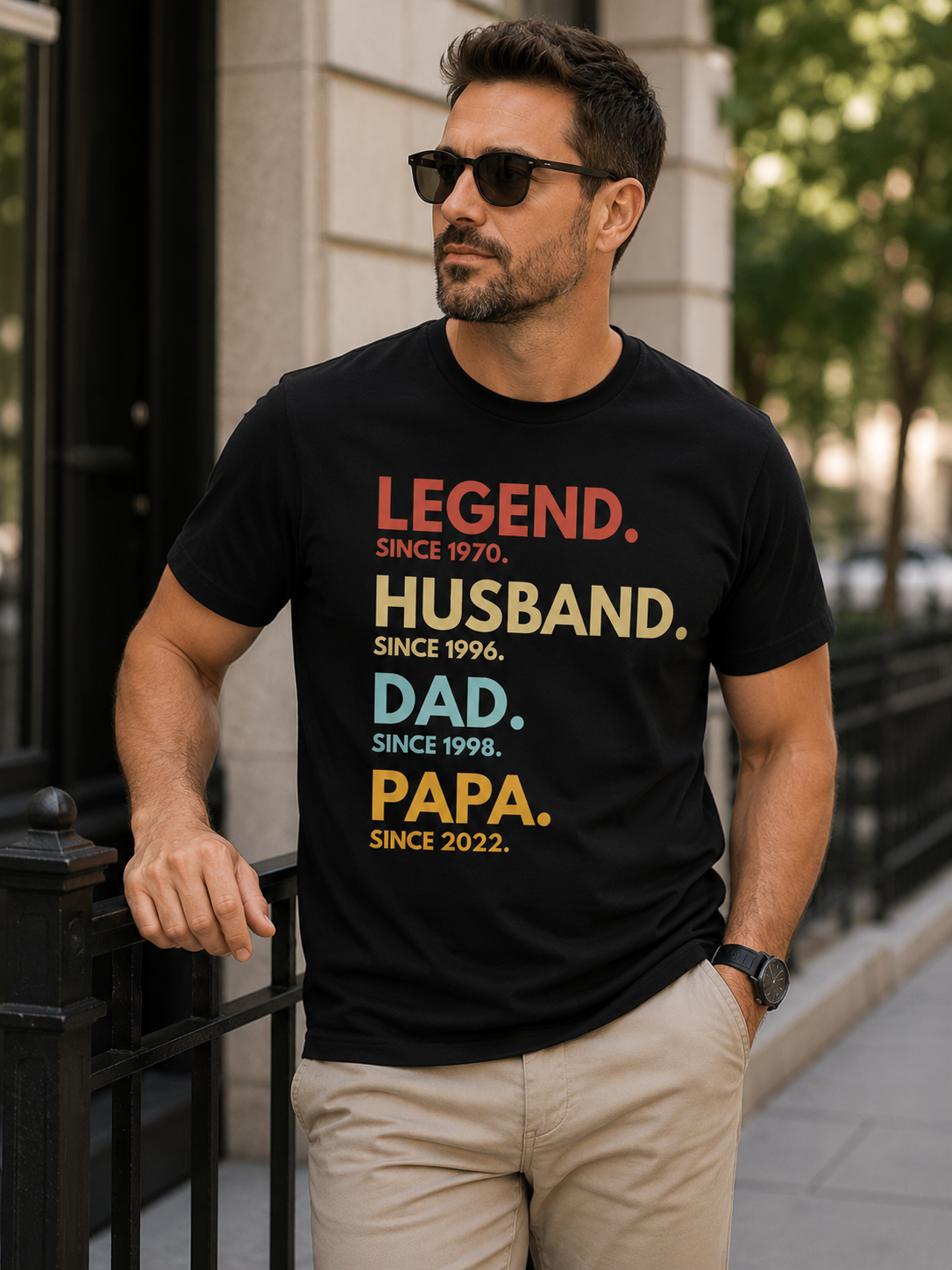 Custom Dad Timeline T-Shirt Personalized Fathers Day Gift For Dad