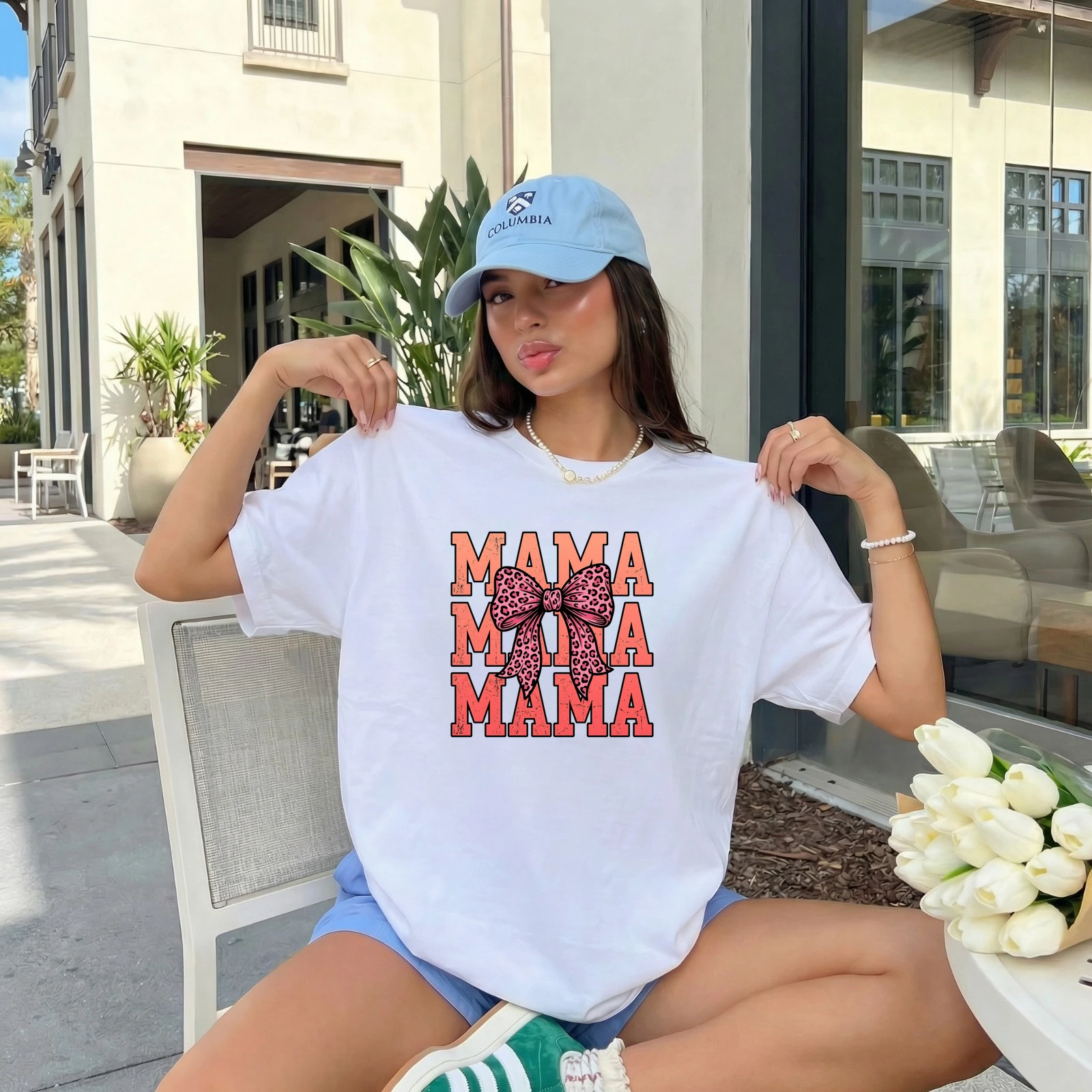 Mama Leopard Bow T-Shirt