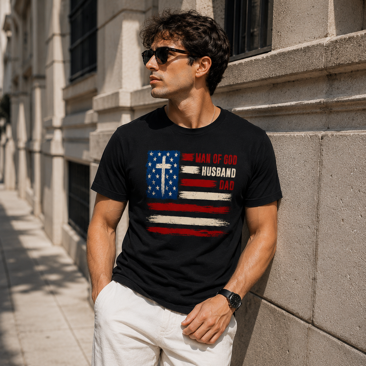 Personalized American Flag Dad T-Shirt Father's Day Gift For Husband And Dad