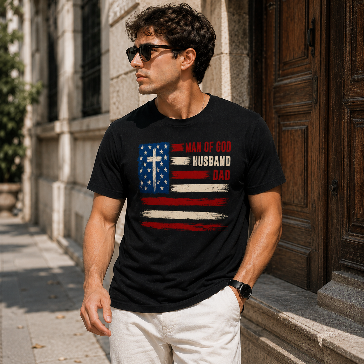 Personalized American Flag Dad T-Shirt Father's Day Gift For Husband And Dad
