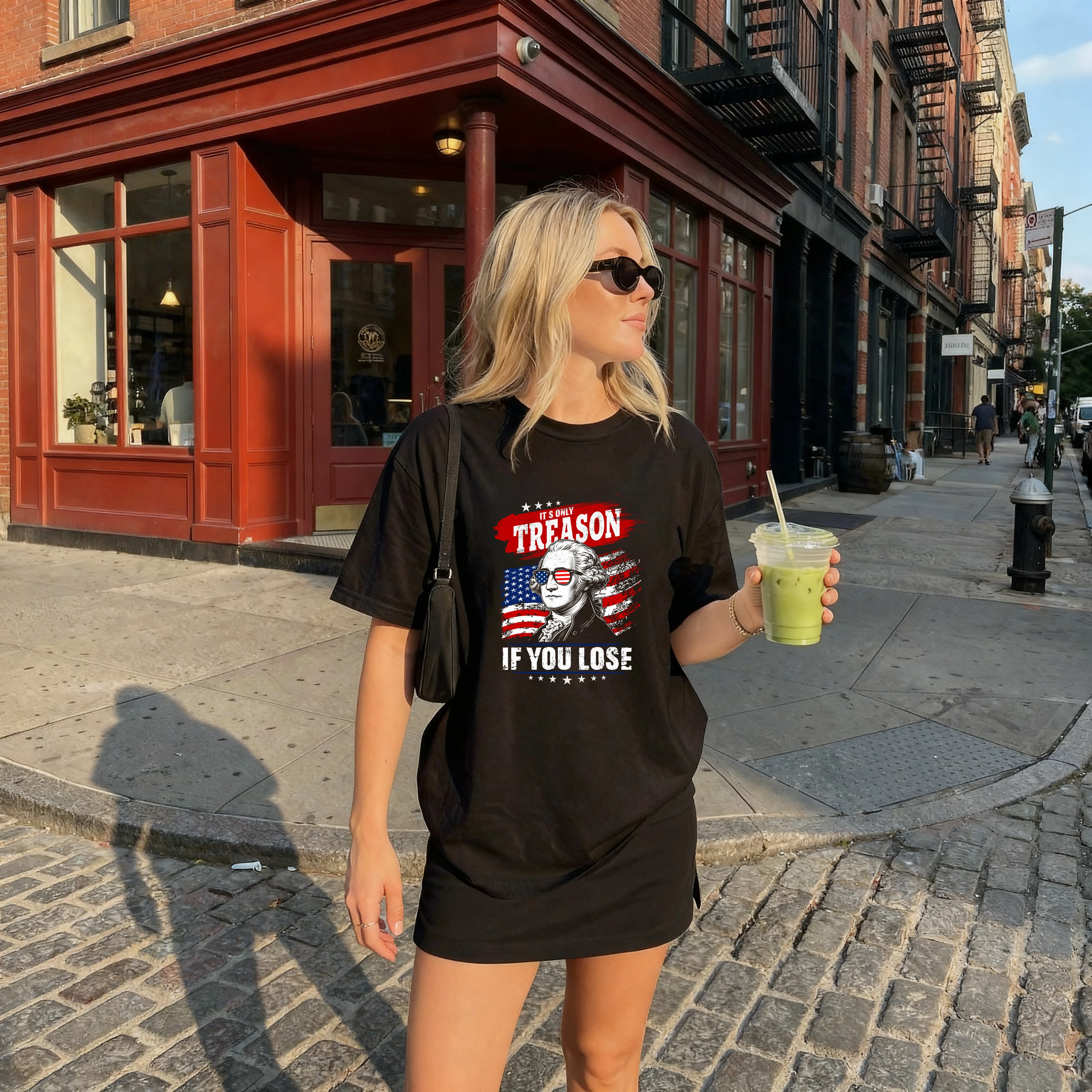 It's Only Treason If You Lose – George Washington Patriotic USA Flag Graphic T-Shirt