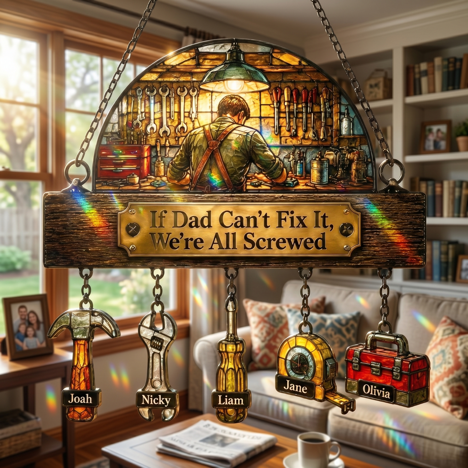 Custom Fix-It Dad Tools Window Suncatcher