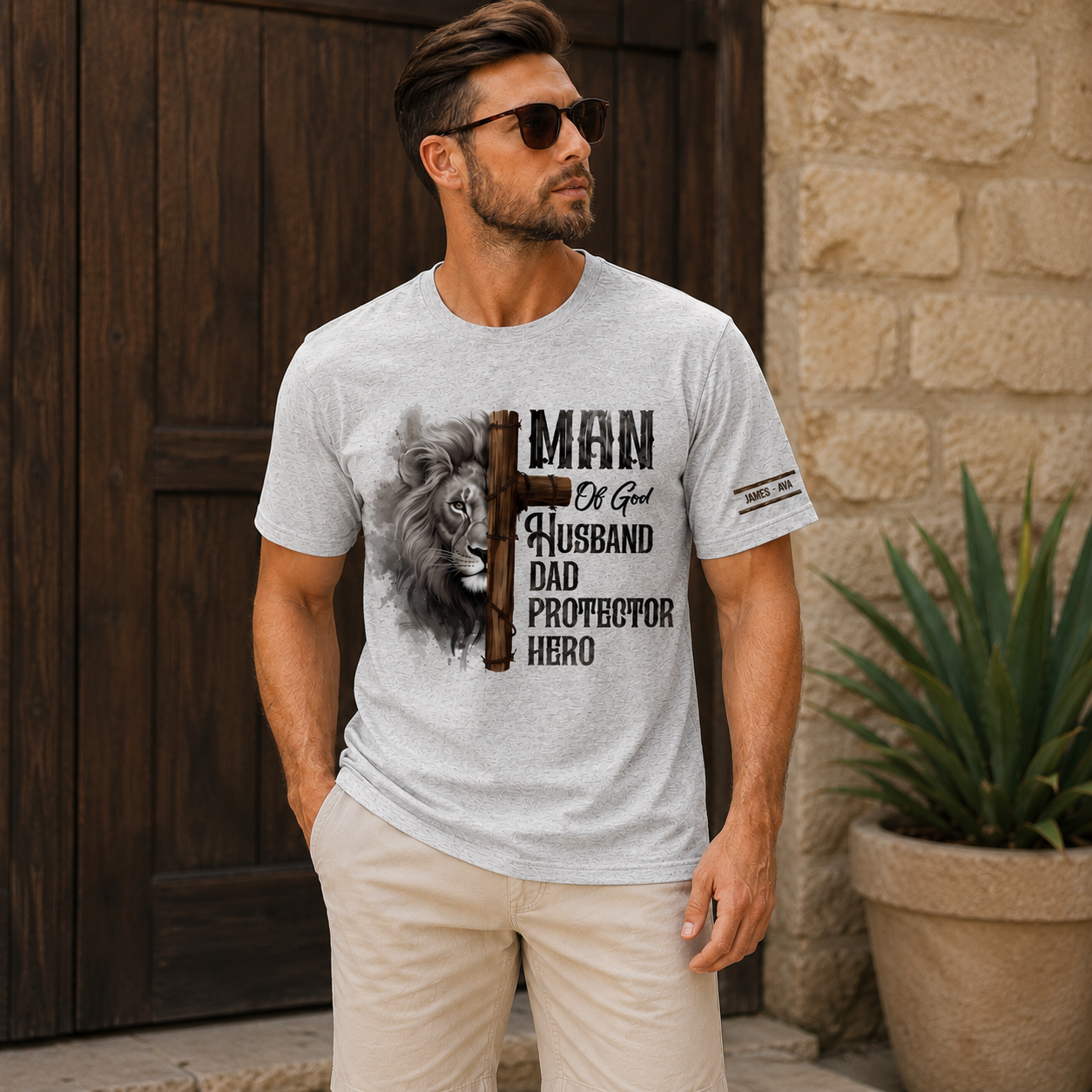 Personalized Faith-Based Dad T-Shirt Christian Father's Day Gift