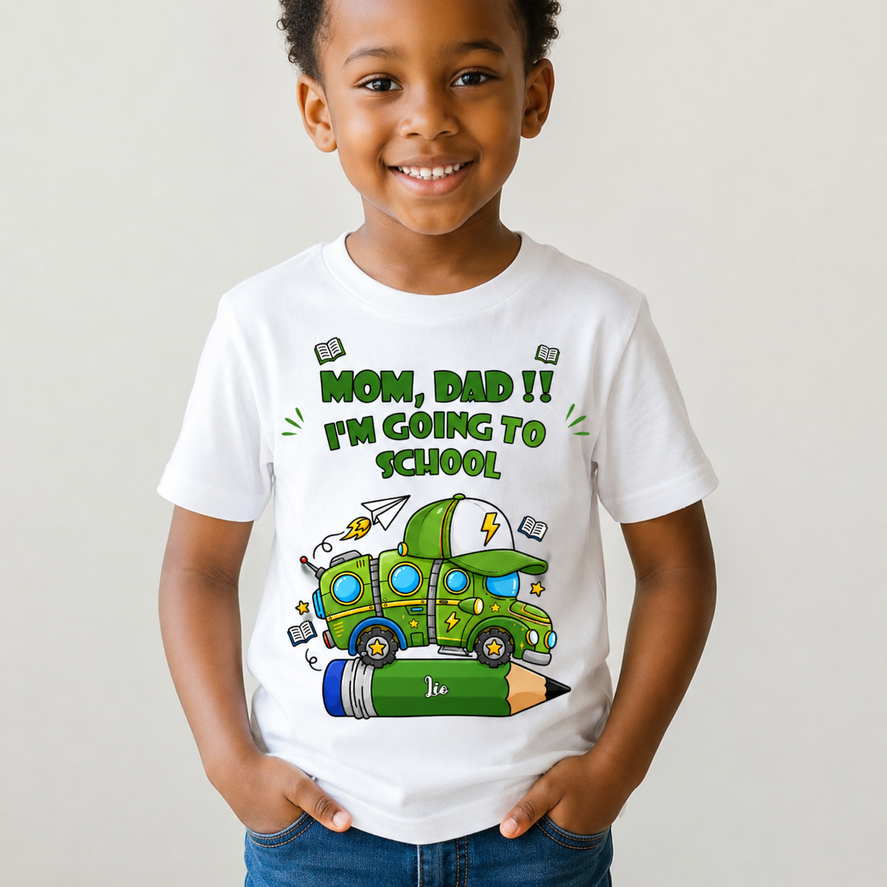 Personalized Back to School T-Shirt for Kids – Mom, Dad!! I'm Going to School Custom Name Tee