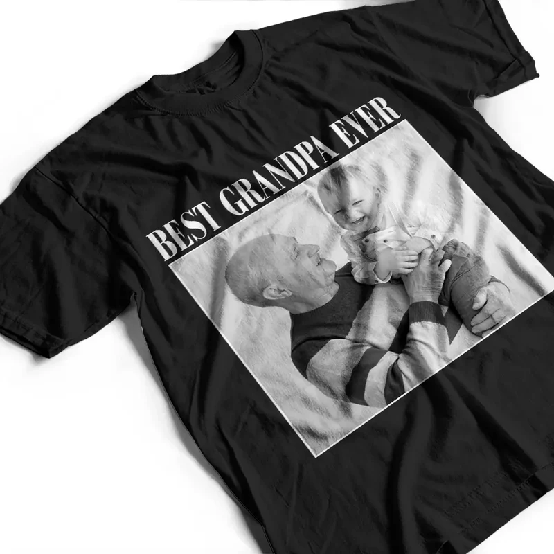 Custom Family Photo Father's Day T-Shirt Personalized Gift for Dad