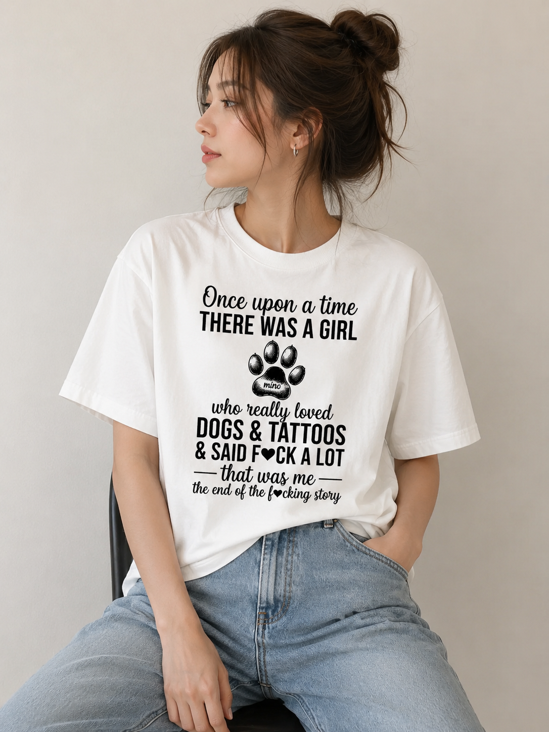 Personalized Dog Lover Tattoo Girl Custom Dog Name T Shirt
