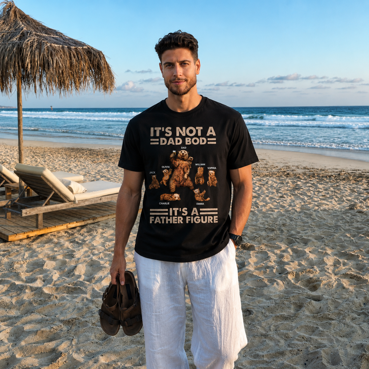 Personalized It's Not A Dad Bod It's A Father Figure Shirt, Custom Kids Names Bear Family T-Shirt, Father's Day Gift