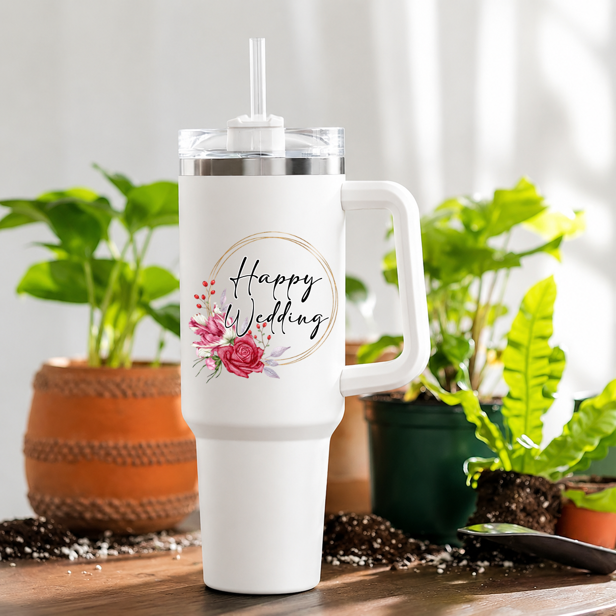 Personalized Floral Wedding Gift Couple Tumbler