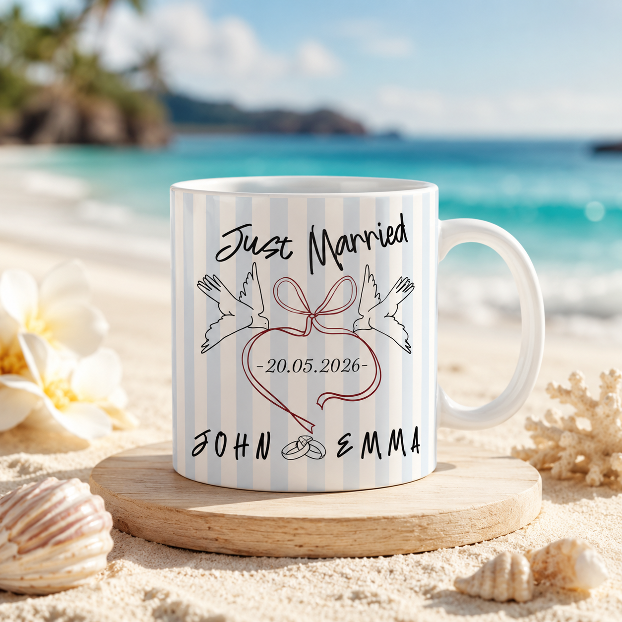 Personalized Just Married Mug Custom Wedding Gift