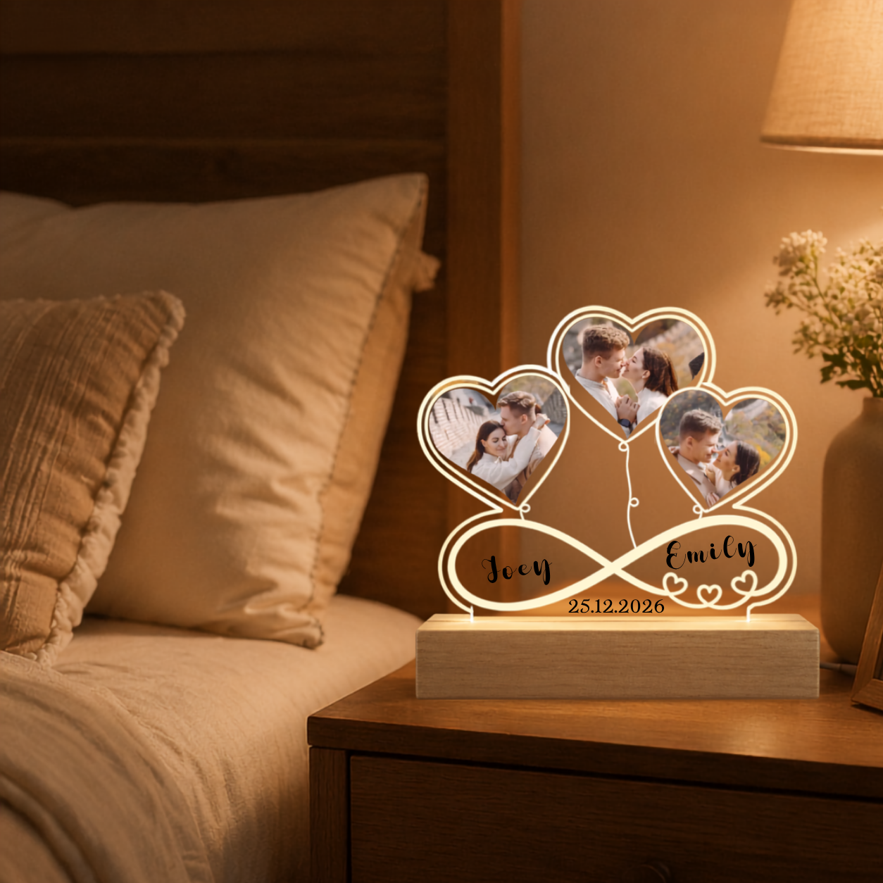 Custom Photo LED Lamp Wedding Gifts For Wedding Couple