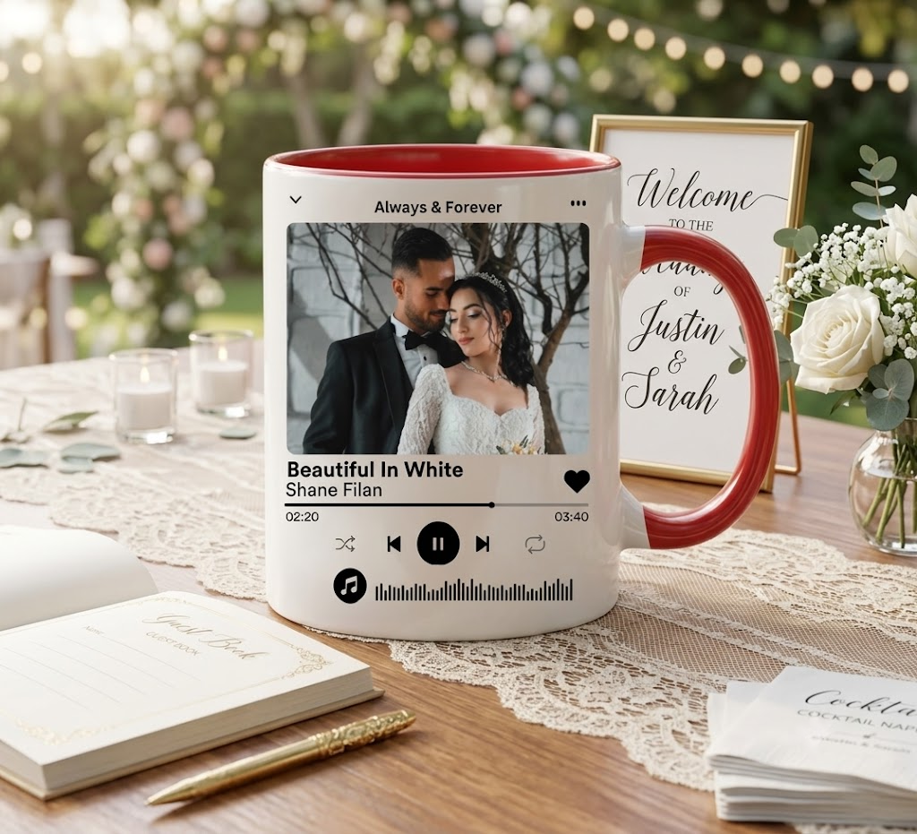 Personalized Photo Music Plaque Coffee Mug For Wedding Songs