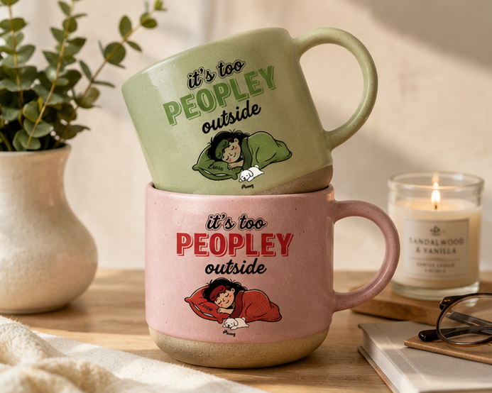 Custom Pottery Mug Its Too Peopley Outside Personalized Pet Lover Gift