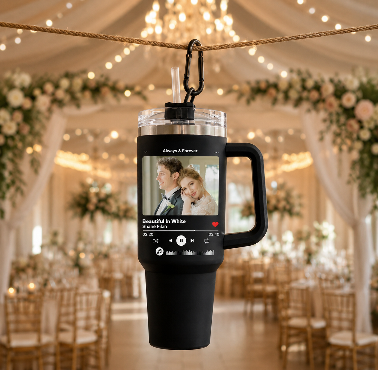Personalized Photo Music Plaque Coffee Tumbler For Wedding Songs