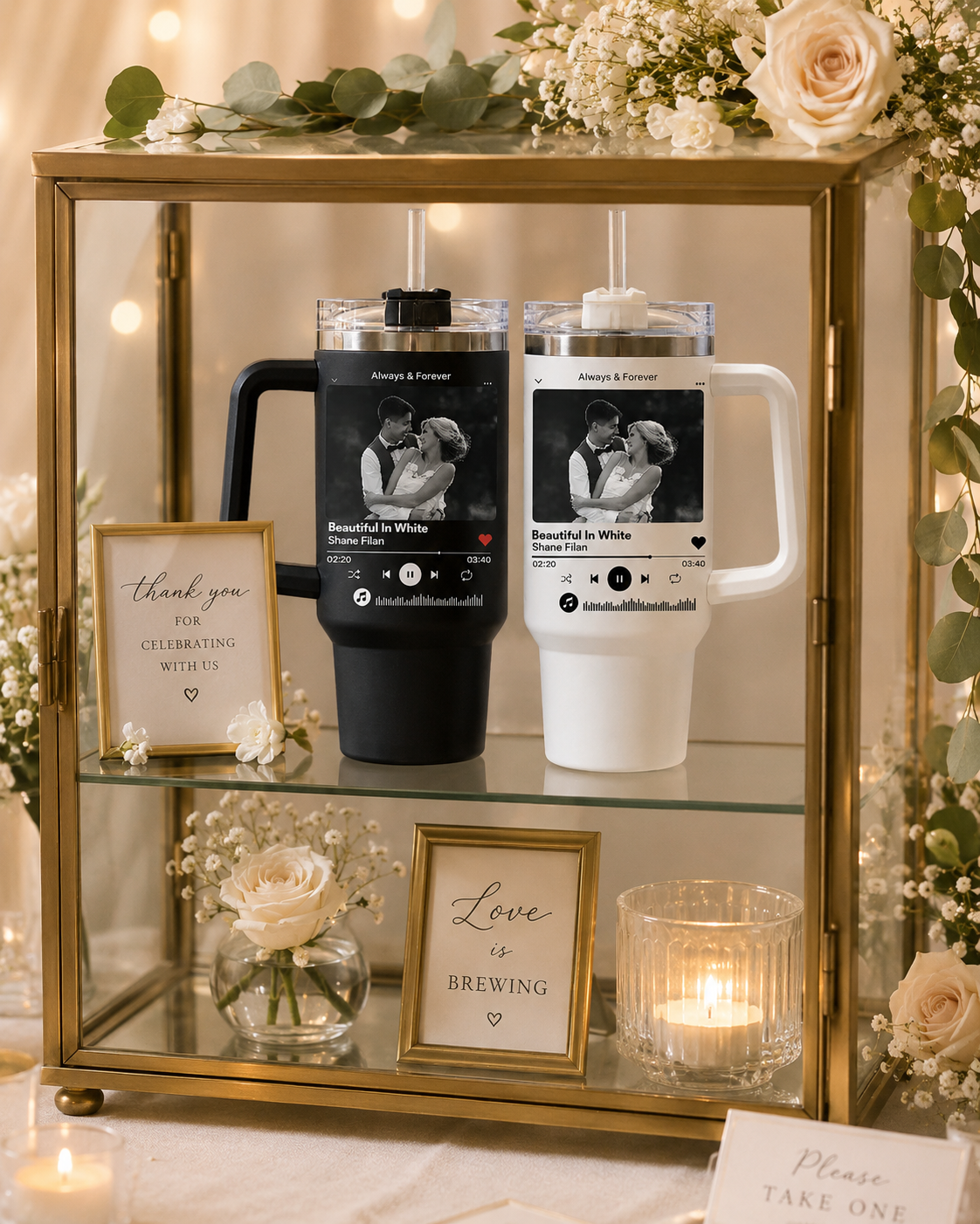 Set of 2 Personalized Photo Music Plaque Tumblers For Wedding Songs