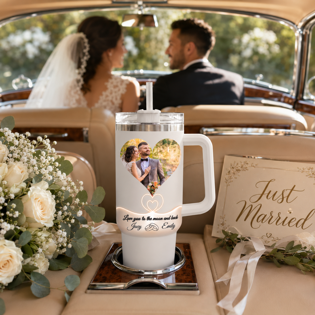 Custom Photo Tumbler Love You To The Moon Gift For Partner