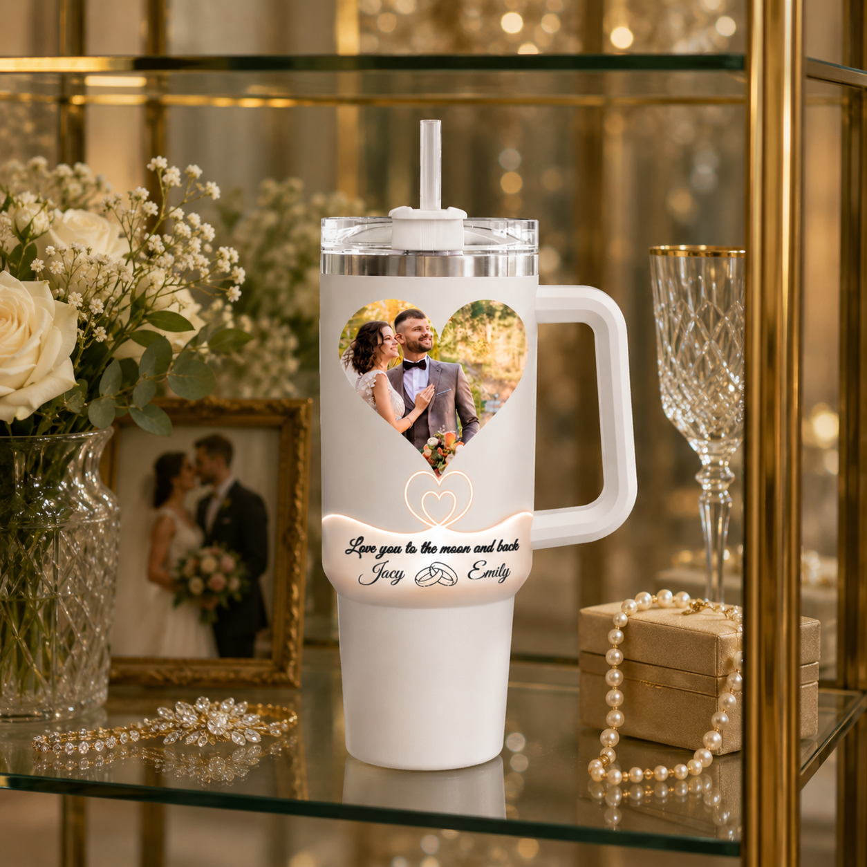 Custom Photo Tumbler Love You To The Moon Gift For Partner
