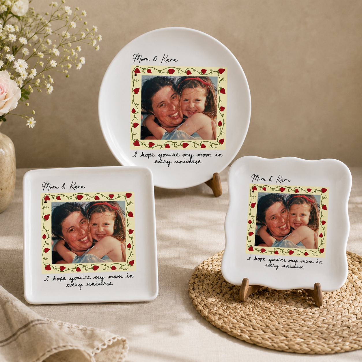 A Love That Lasts Forever - Personalized Mom Photo Jewelry Dish, Custom Picture Trinket Plate, Mother's Birthday Gift, Jewelry Holder, Keepsake Decorative Plate, Multi-Shape Gift