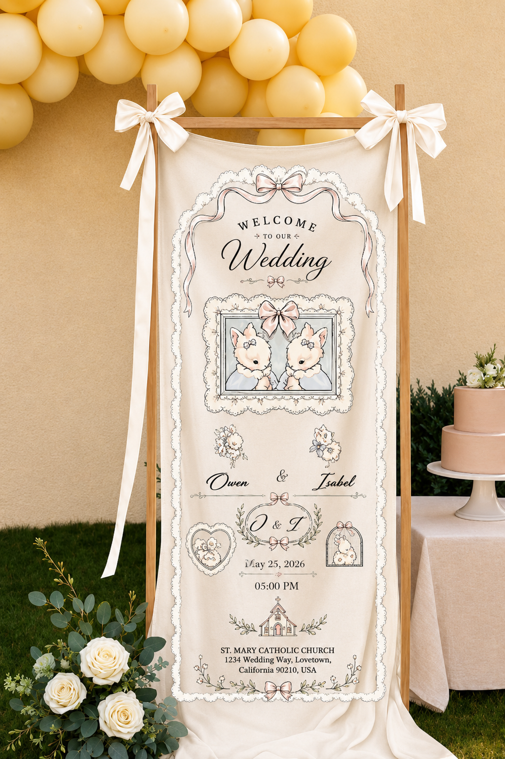 Personalized Wedding Fairytale Rabbit Banner