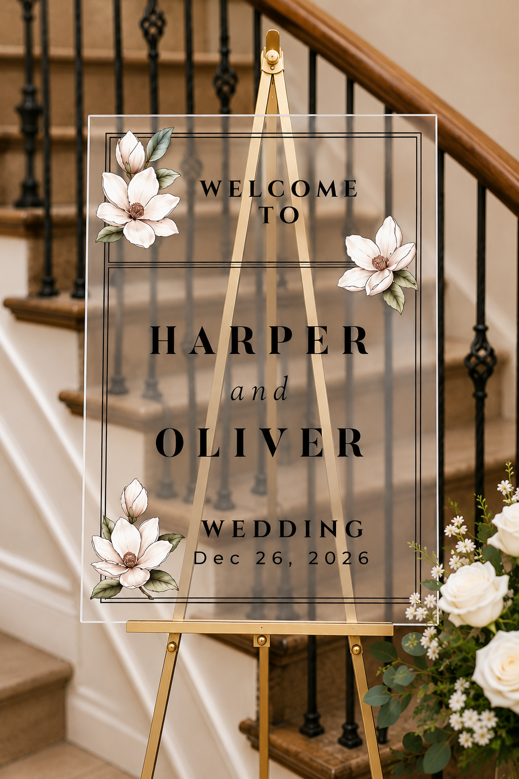 Personalized Floral Wedding Welcome Sign