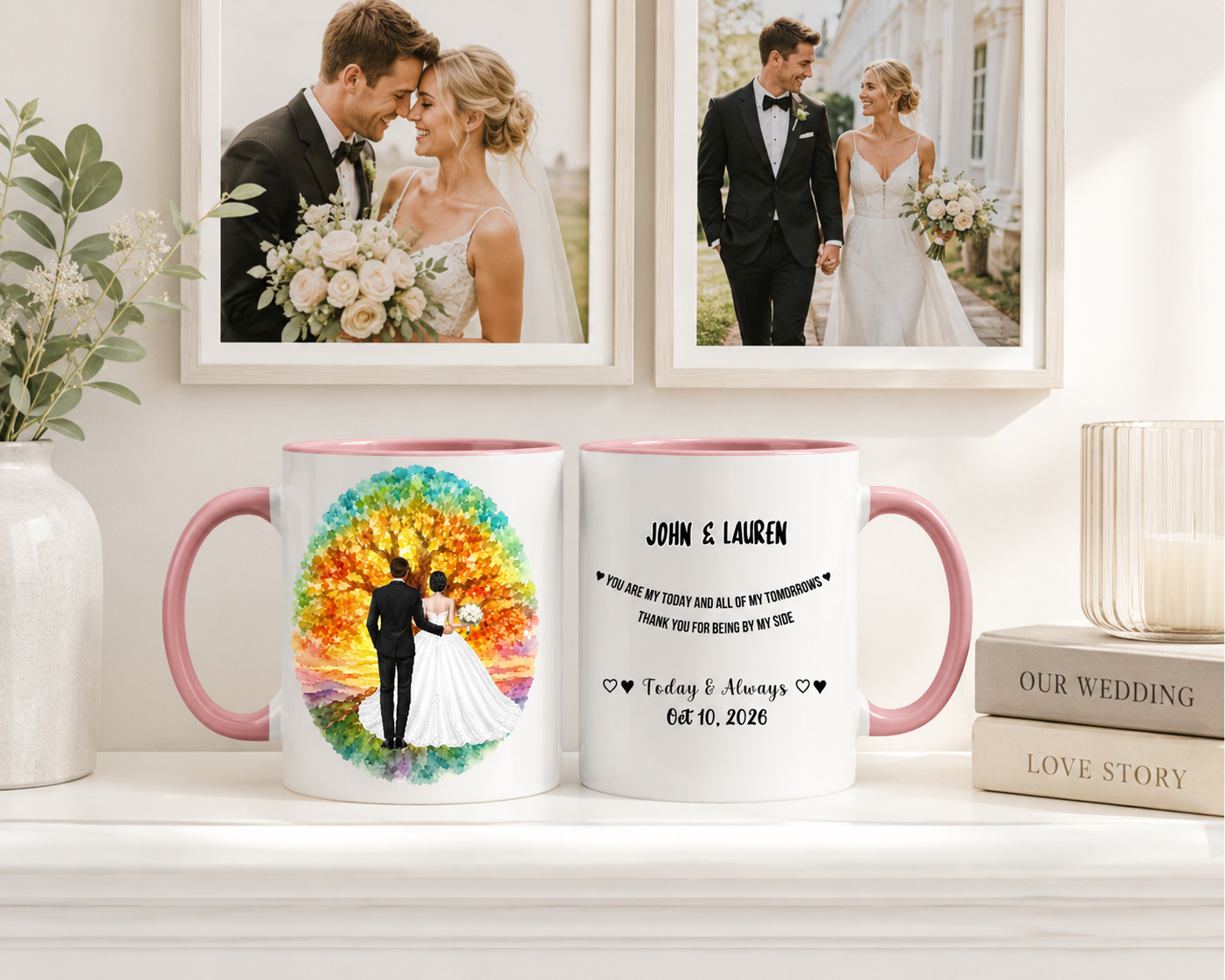 Custom Bride and Groom Mug Set - Personalized Wedding Gift