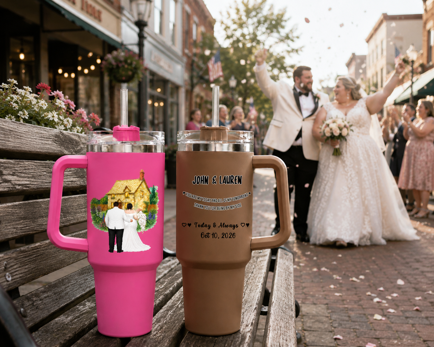 Personalized 2pc Couple Tumbler Set - Custom Wedding Gift