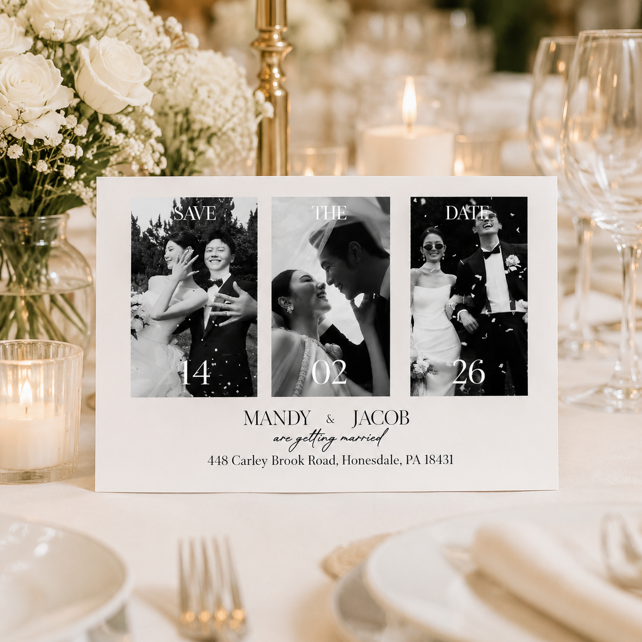 Personalized Wedding Invitation with Photos, Custom Save the Date Card, Couple Photo Wedding Invite, Elegant Wedding Announcement, Printable Wedding Invitation