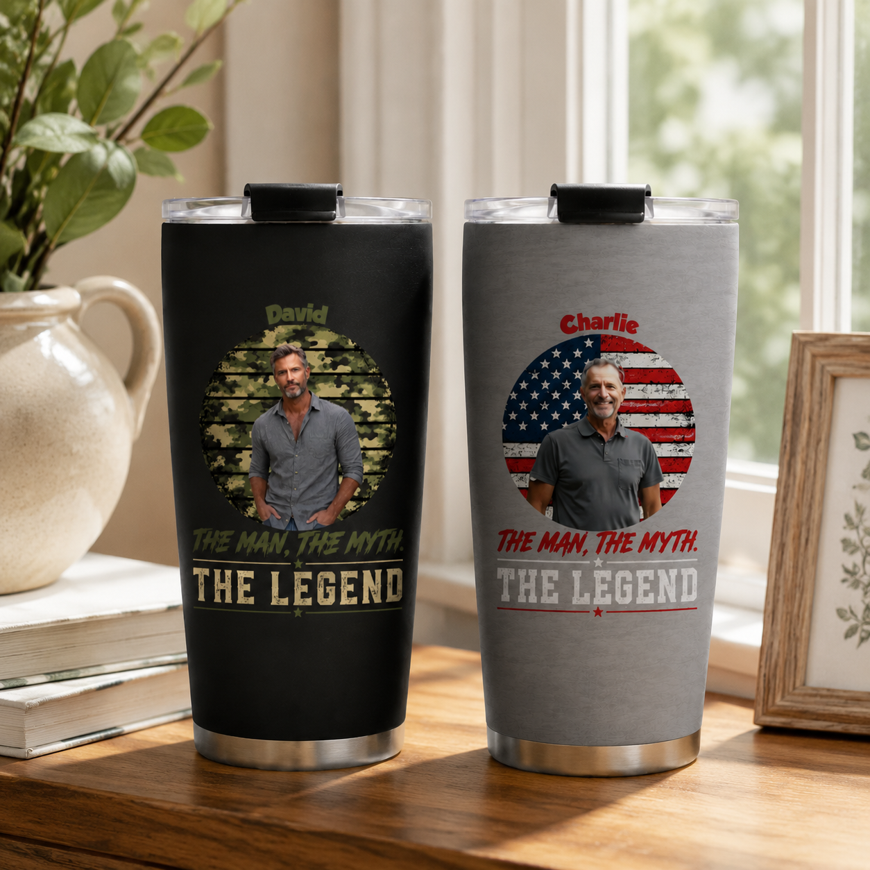 Custom Photo Tumbler The Man The Myth The Legend Personalized Name Travel Cup